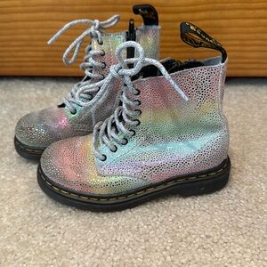 Doc Martens 1460 Toddler Girls Rainbow Iridescent Patent Leather Boots- Size 8